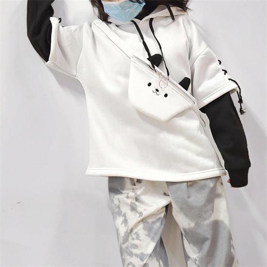 Зимняя корейская теплая толстовка с капюшоном Ruili Bear аниме, женская толстовка Kawaii с круглым вырезом и длинными рукавами, модная супер уличная толстовка