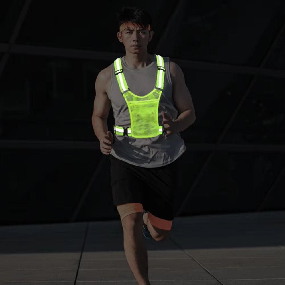 Elastic Cycling Reflective Vest with Phone Pouch Cycling Safe Jacket  Running Gear