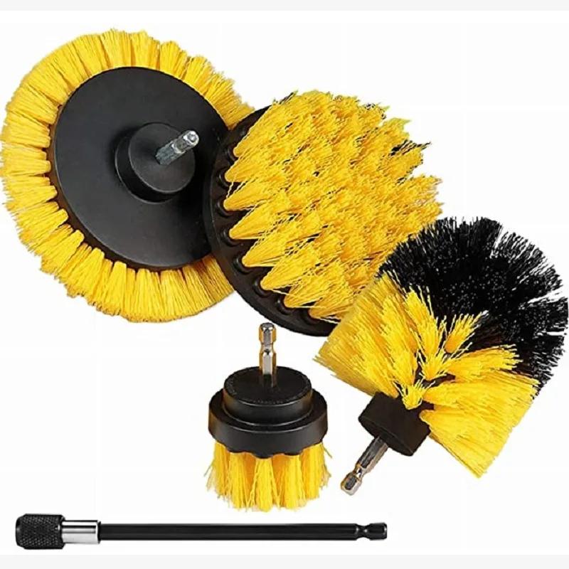 5Pcs Drill Brush Attachment Set In Power Scrubber Brush with Drill Scrub Brush for Carpet Glass Car Tires Cleaning Showers Tub