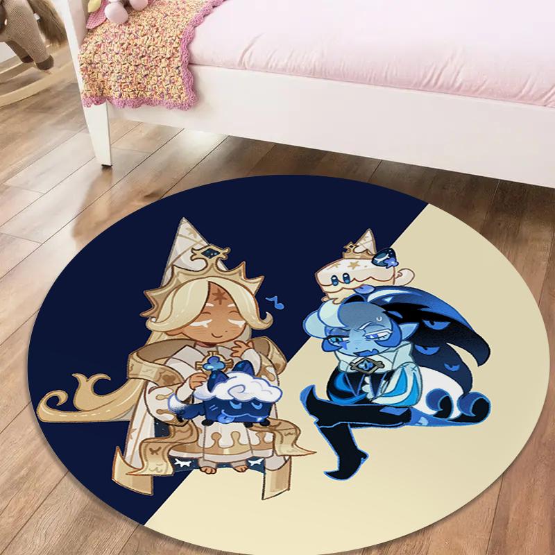 Cookie Run Kingdom Round Area Rug,Carpet Rug for Living Room Bedroom Sofa Playroom Decor,Non-slip Floor Mat19