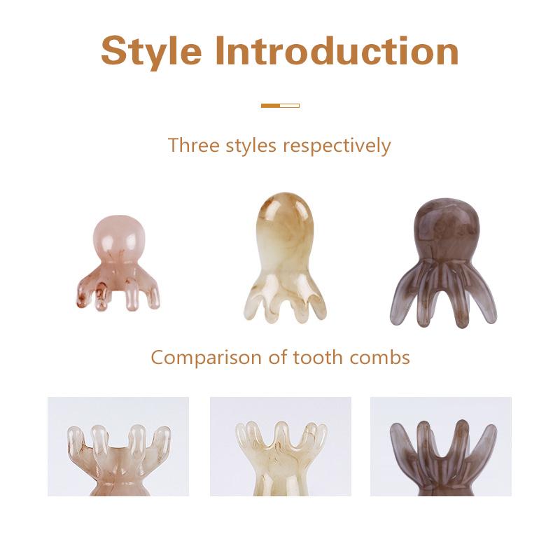 Resin Octopus Comb Head Massager Wide Tooth Meridian Scraping Scalp Brush Acupuncture SPA Gua Sha Health Deep Massage Tool