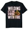 Welder Sewing With Fire Unisex T-shirt