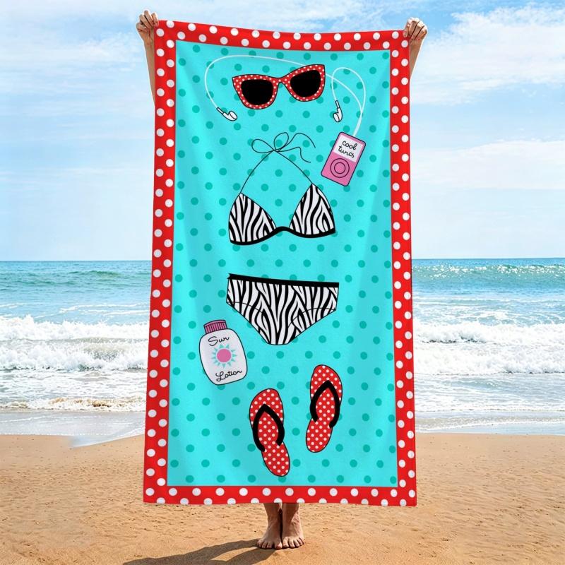 Newest Beach Towel Turquoise Polka Dot Zebra Bikini Summer Beach Element Print Quick Dry Beach Towel Bath Towel