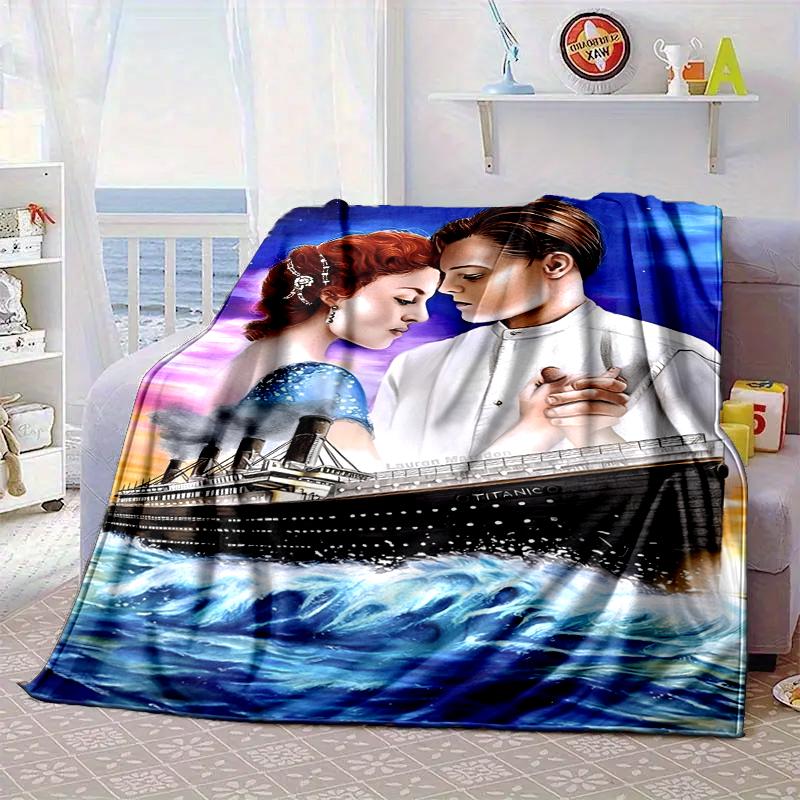 Love On The Tita-nic Blanket Flannel Blanket for bed, sofa, Camping, Hiking, Picnic Essentials, gift for family Fan gifts