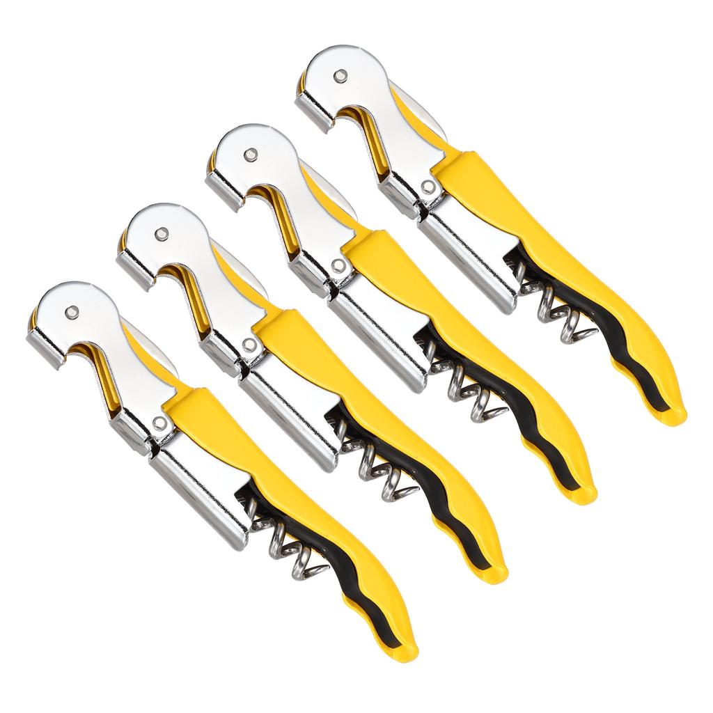 2/4Pcs Professional Waiters Corkscrew Stainless Steel Wine Key with Ergonomic Wood Grip Beer Bottle Opener and Foil Cutter