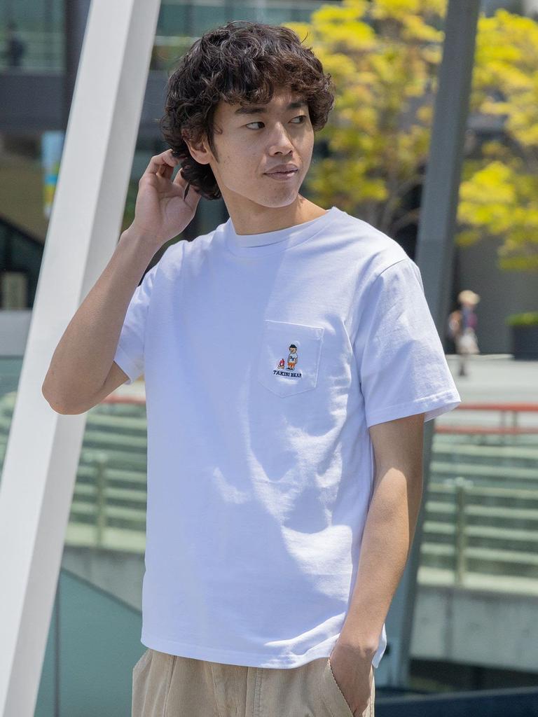 Beams Heart Takibi Bear Print Pocket T-Shirt, Men's, White, Size L