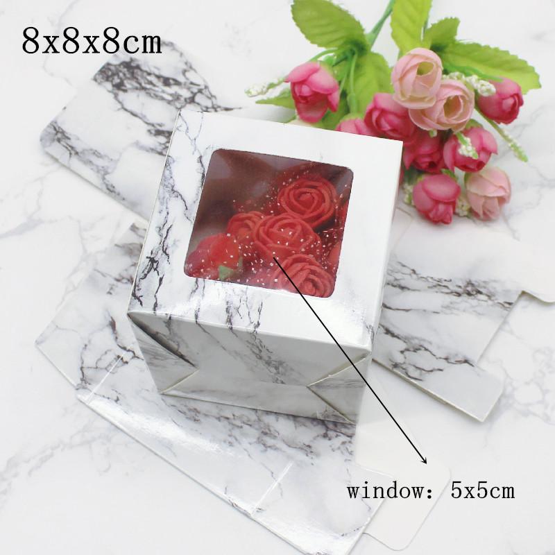 10 шт. квадратных коробок с окошком разных размеров от 5 см до 10 см с мраморным дизайном для рождественских подарков, упаковки конфет, свадебных упаковок