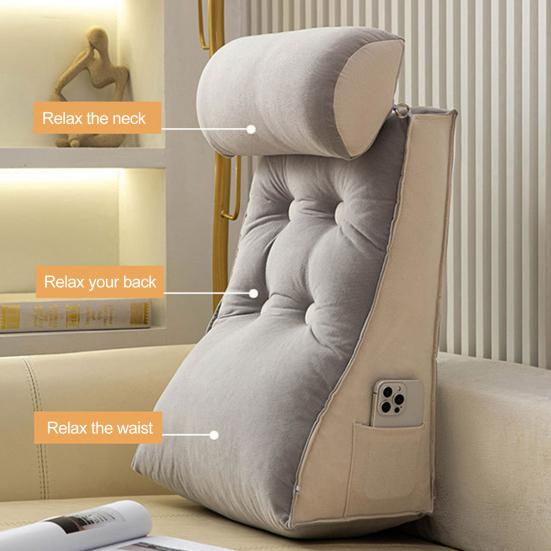 Подушка-клин для сна, чтения, кислотного рефлюкса, поддерживающая спинку, подушка для ног, шеи с боковыми карманами, многофункциональная диванная подушка