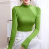 Women's Korean-Style Ribbed Small Stand-Up Collar Base Layer Top Long-Sleeved T-Shirt for Spring and Autumn Half-High Neck Slim Fit Inner Wear