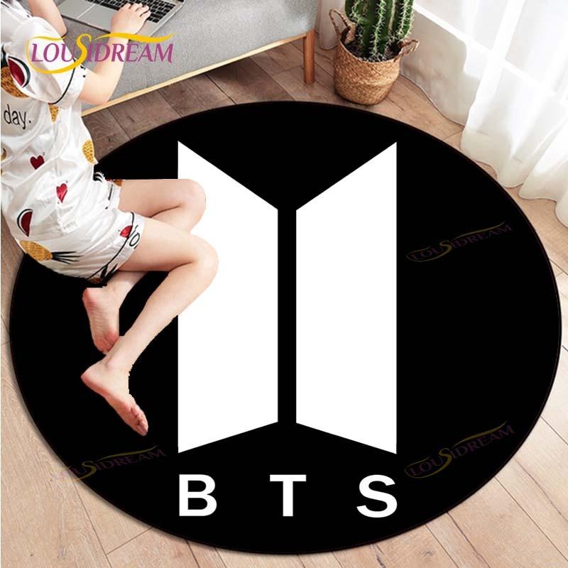 Ковер для гостиной Детский Новейший K-pop Bangtan Boys 3D Круглые коврики для журнального столика Домашний Детский напольный ковер Покрытие Противоскользящий