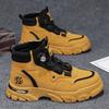 Men's Shoes Autumn and Winter New Leather Rotating Buckle Shoes Outdoor Men's Non-slip Thick-soled High-top Casual Shoes