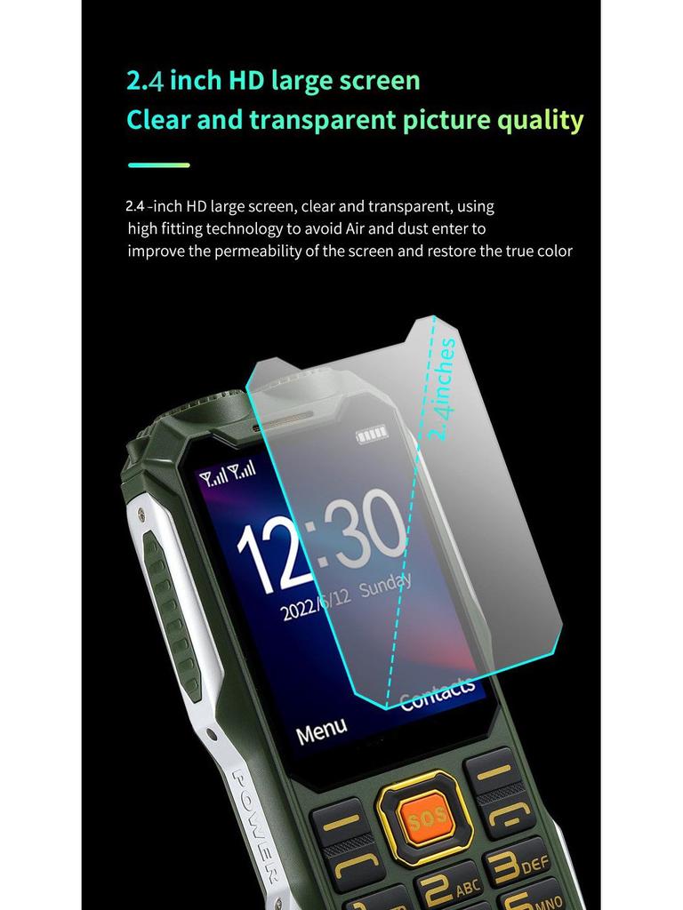 Телефон военного класса для пожилых людей с длительным временем работы в режиме ожидания, мощной камерой, крупным шрифтом и громким голосом. Поддерживает 2G/4G на нескольких языках.