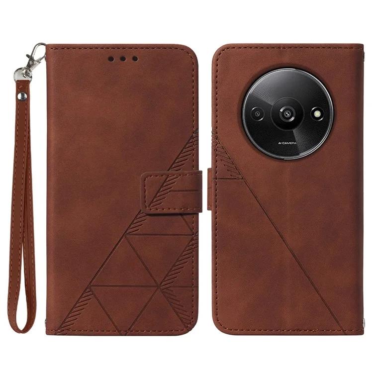 YB Imprinting Series-1 для Xiaomi Redmi A3/Poco C61 4G чехол с рисунком линии защитный кожаный чехол-бумажник для телефона