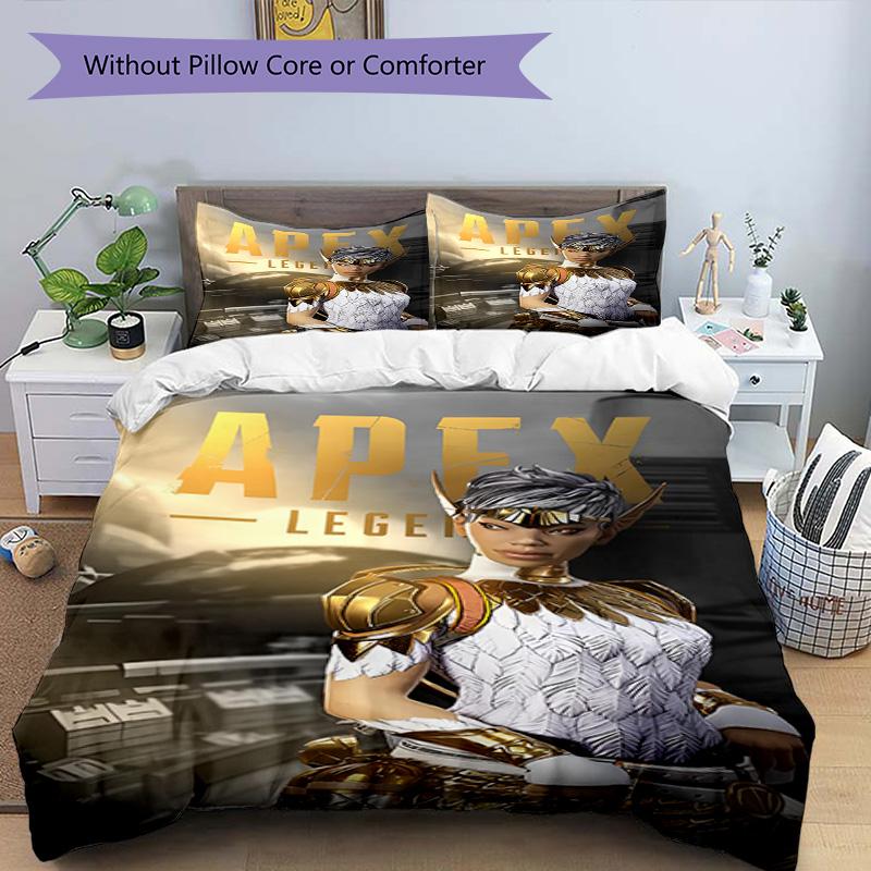 3pcs Duvet Cover Set (1*Duvet Cover + 2*Pillowcase, Without Core), Apex Legends Print Bedding Set, Bedroom Decor, All‑Season, Birthday Gift