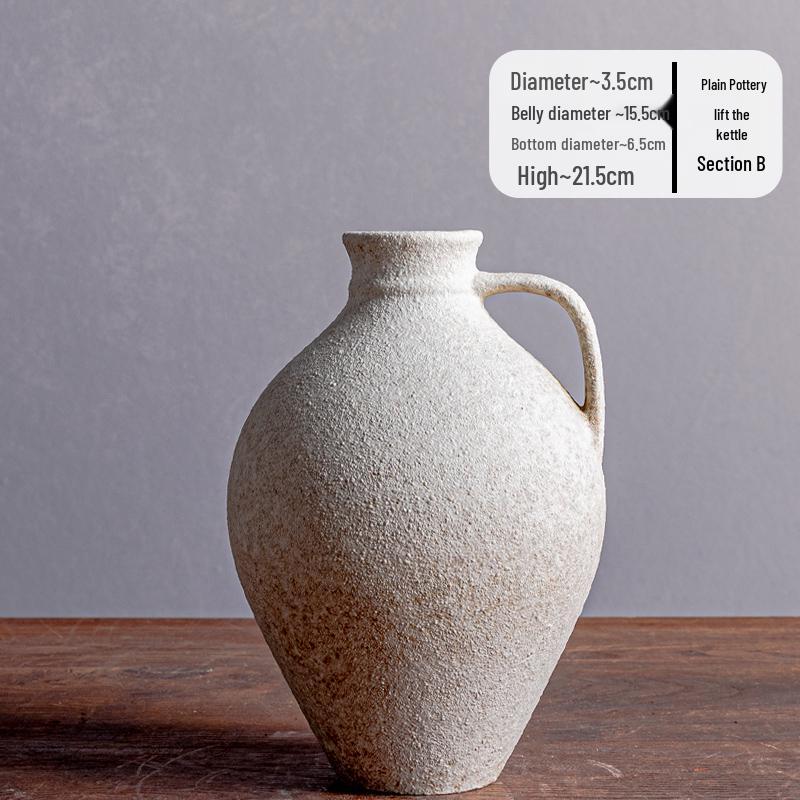 Wabi-Sabi Style Jingdezhen Ceramic Vase with Dried Flowers - Retro Living Room and Dining Table Décor