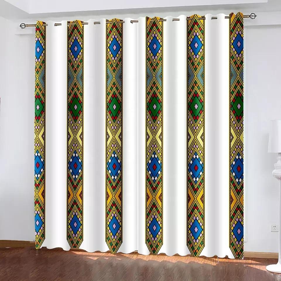Эфиопские и эритрейские традиционные шторы для гостиной, комплект Tilet Design, высококачественная полиэстеровая ткань Cortinas
