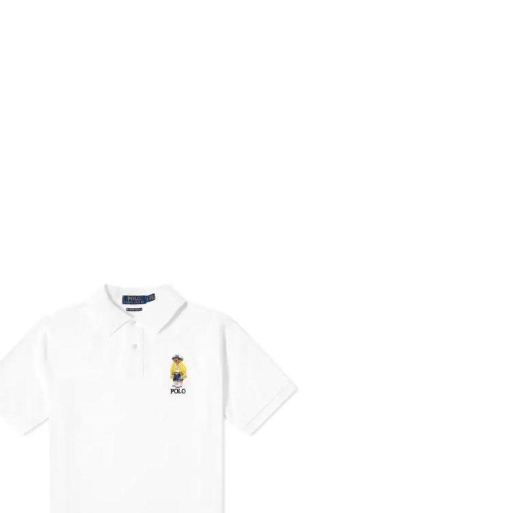 Polo Ralph Lauren Polo Bear Logo Вышитый повседневный короткий рукав поло рубашка мужская белая 710792901-001