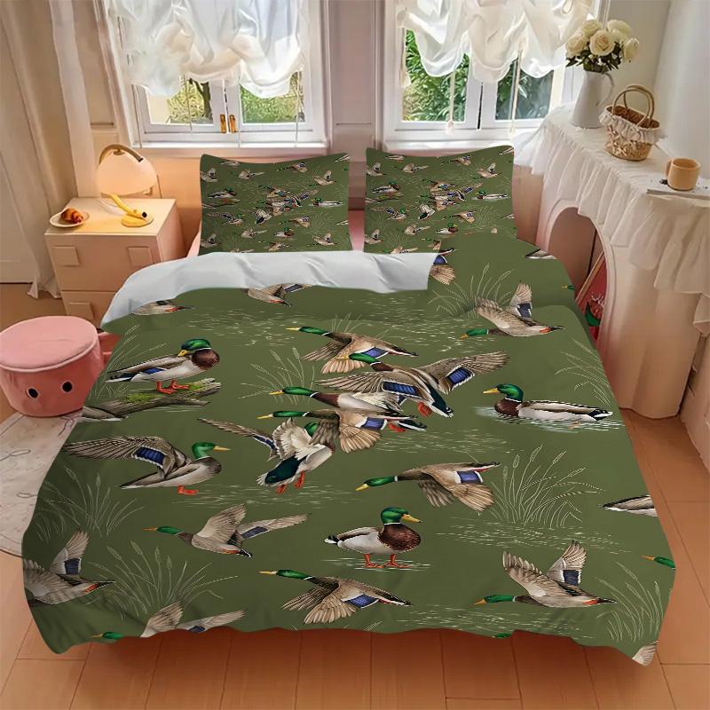 Duck Print 3Pcs Bedding Setduvet Cover With 2 Bedropillowcase Home Birthday Gift