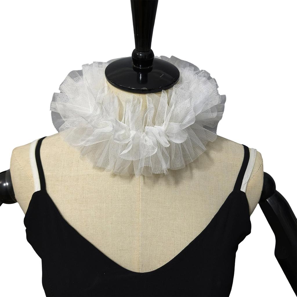Elizabethan Mesh Neck Ruff Detachable Ruffle Collar and Wrist Cuffs for Medieval Costume and Historical Reenactments