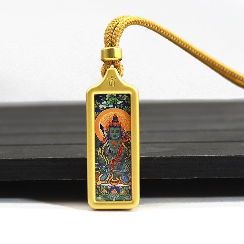 Sacred Tara Thangka Necklace Gold Plated for Spiritual Growth and Protection