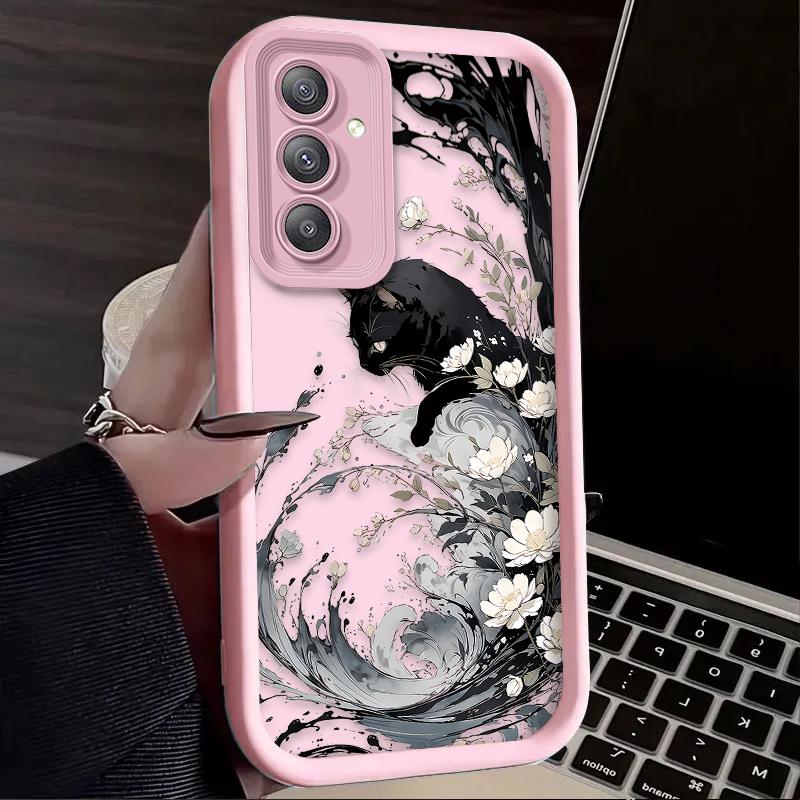 Арт Брызги чернил Кот Мягкий чехол Для Samsung Galaxy A54 A05 A05S A34 A24 A14 A53 A33 A23 A13 A52 A52S A32 A22 A12 A71 A51 A31 A50