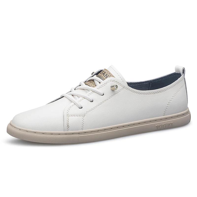 Fashion Original White Mens Casual Skateboard Shoes Comfortable Genuine Leather Sneakers New Trendy Vulcanzed Shoes Male Tenis Masculino