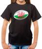 Welsh Flag Rugby Ball - Kids T-Shirt - Wales Dragon League Union Fan