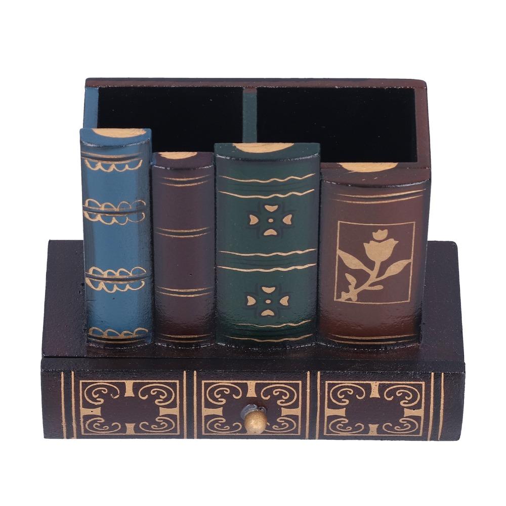 Dark Brown Desktop Stationery Organizer 5.91 X 5.31 X 2.56in Pen Storage Cup  Bedroom