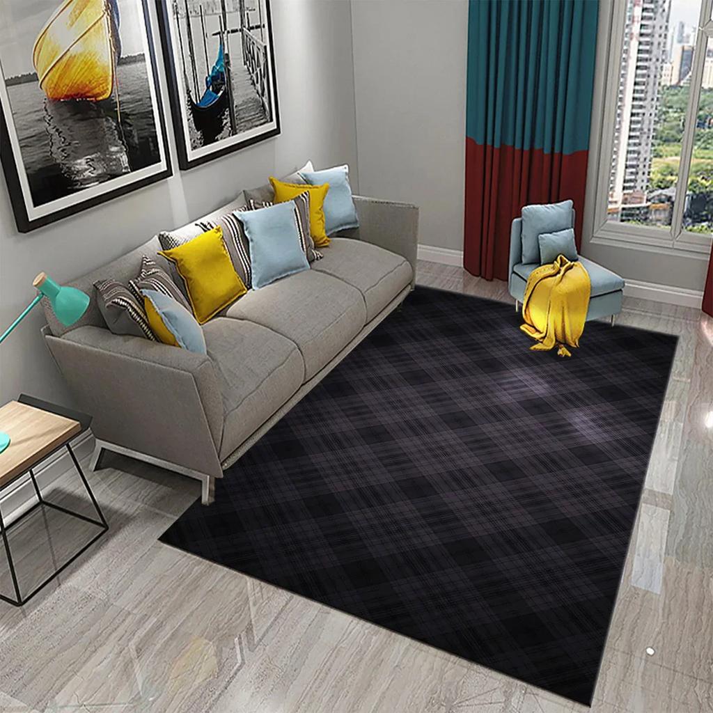 3D Retro Colorful Plaid Lines Carpet Colour Geometry Ethnic Style Rugs for Living Room Bedroom Decor Area Rugs Kitchen Floor Mat