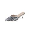 Sequins Fashion High Heels Women's Stilettos 2025 Spring and Summer New Bag Head Half Drag Women's Shoes Summer Wear Cool Slippers Women