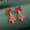 Christmas New Silver Needle Earrings, Christmas Tree Diamond Stud Earrings, Alloy Rhinestone Earrings Jewelry