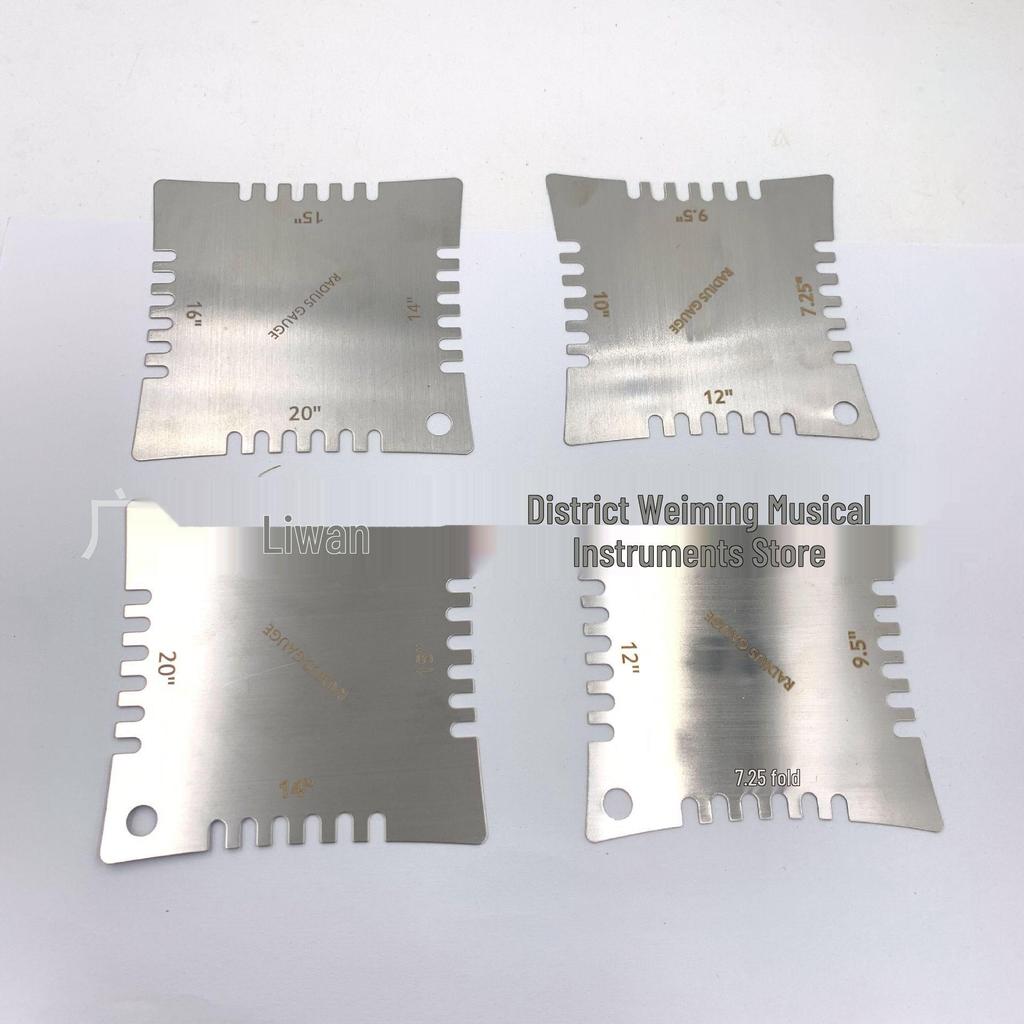 4-Piece Stainless Steel Guitar Fretboard Radius Gauge & Toothed Ruler Set for Maintenance