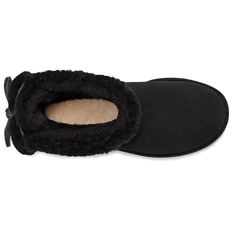UGG Классические мини-сапоги с двойным бантом, теплые, удобные, повседневные, короткие, женские, черные 1127130-BLK