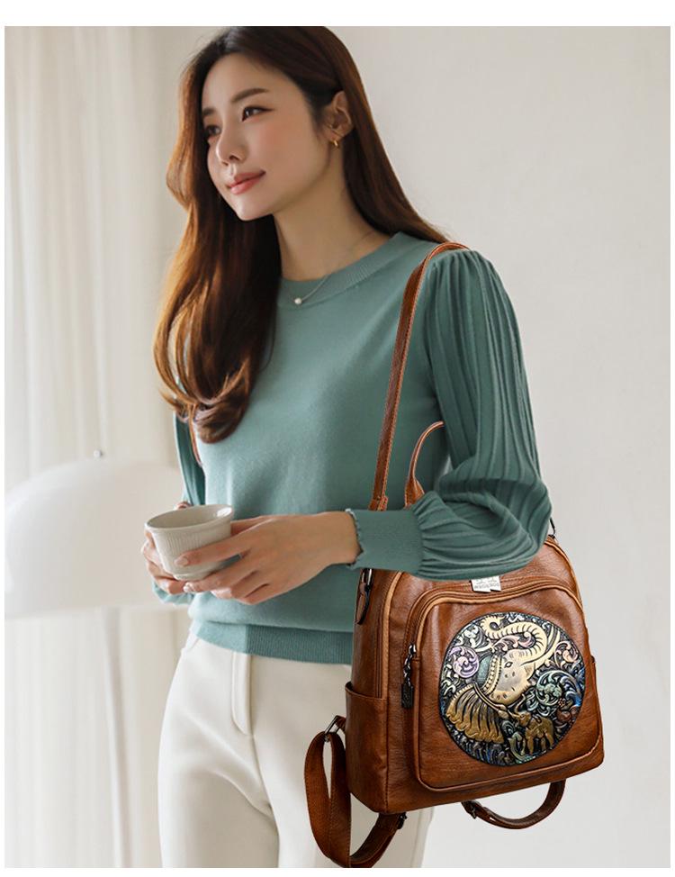 Jixiang 2024 Модный рюкзак из овчины с вышивкой в национальном стиле для студенток