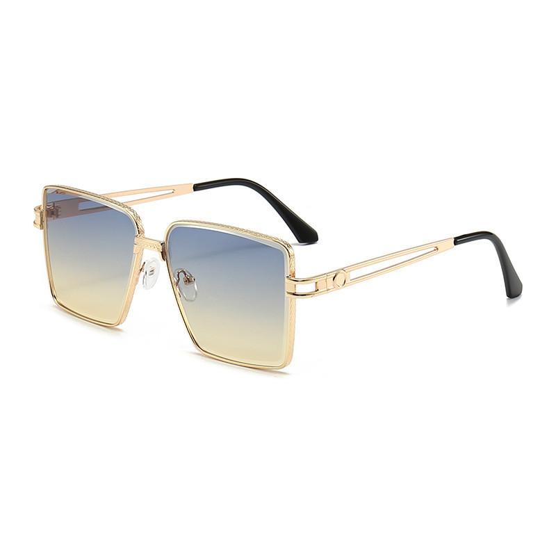 Fashionable Uv400 Black Lens Gold Frame Gradient Sunglasses Women's Oversized Street Snap Eye Glasses