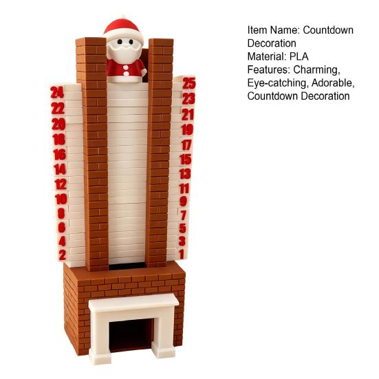Календарь Адвента Санта 3D Санта Клаус Спускающийся по Камину Рождественское Украшение для Отсчета Времени со Скользящим Дизайном для Праздничного Настольного Украшения