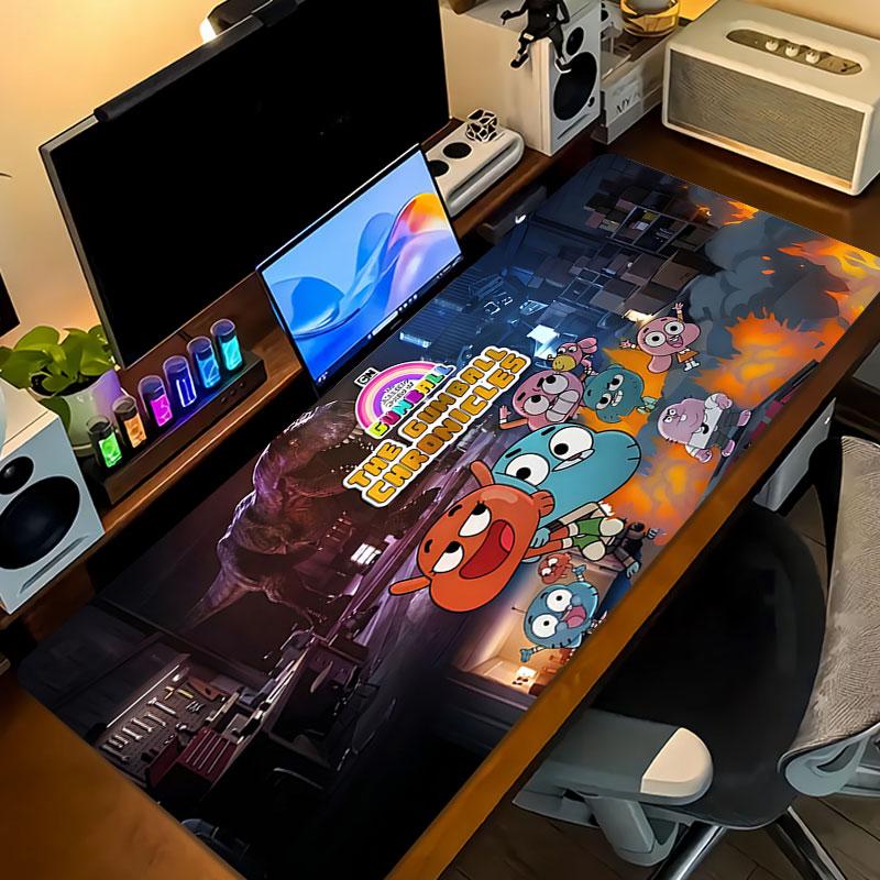 The Gumball Chronicles Large Gaming Table Cushion Non-slip Laptop Tablet Big Mousepad XXL Mat Mini PC Playmat With Lock edge