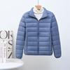 Autumn and winter new down jackets for women's light and thin stand-up collars, short styles, fattened and enlarged size white duck down.