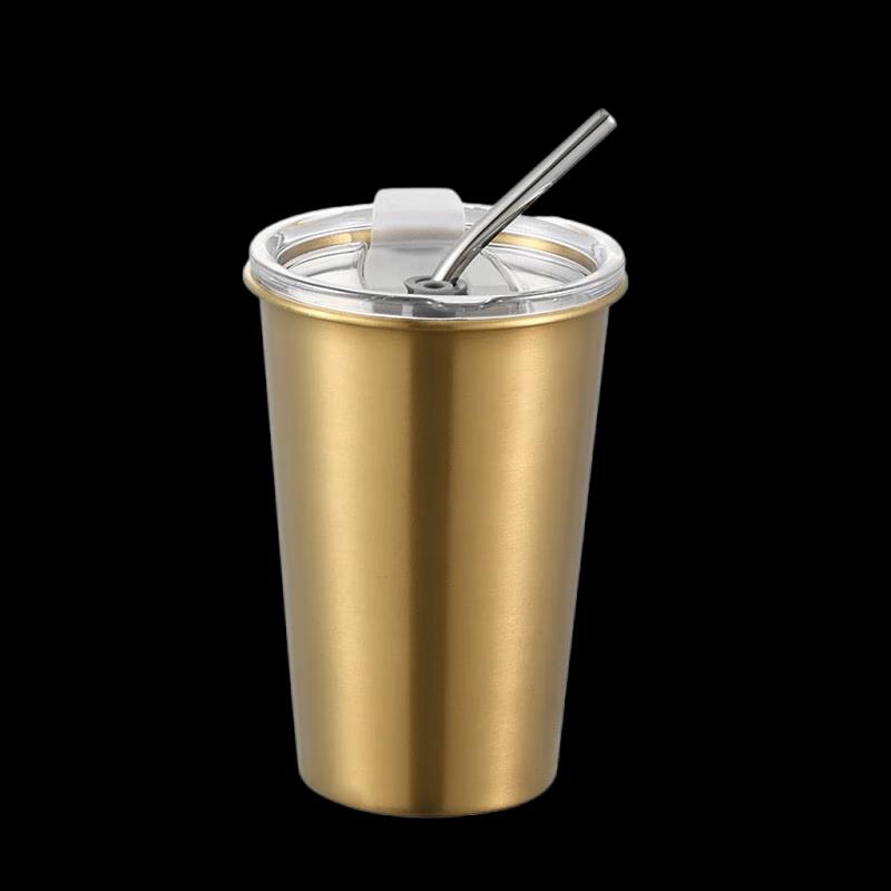Huihuang 304 Stainless Steel Gold Plated Tumbler with Lid & Straw