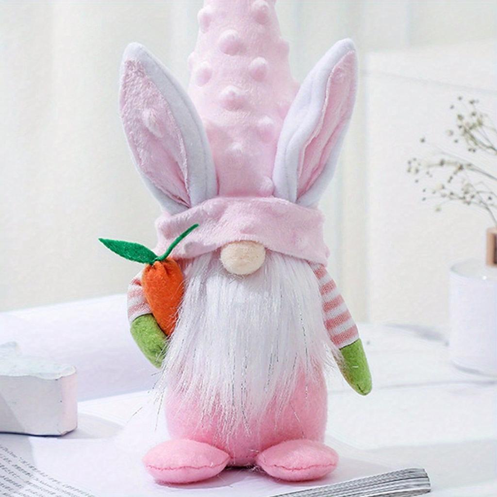 Пасхальный Гном-Заяц с Пасхальным Яйцом - Ручная Работа, Безликая Плюшевая Кукла-Гном, Подарок для Девочки, Декор Комнаты и Весеннее Украшение для Помещения