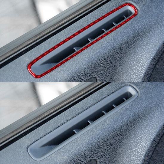 2x Red Carbon Fiber Front Door Side AC Vent Sticker for Dodge Charger 2015-
