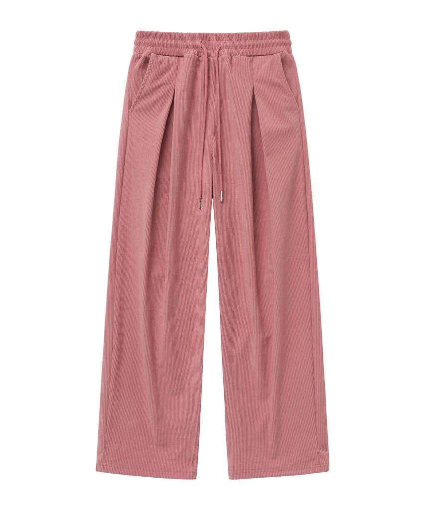 MOZMOZ Colorful Corduroy String Wide Pants Pink