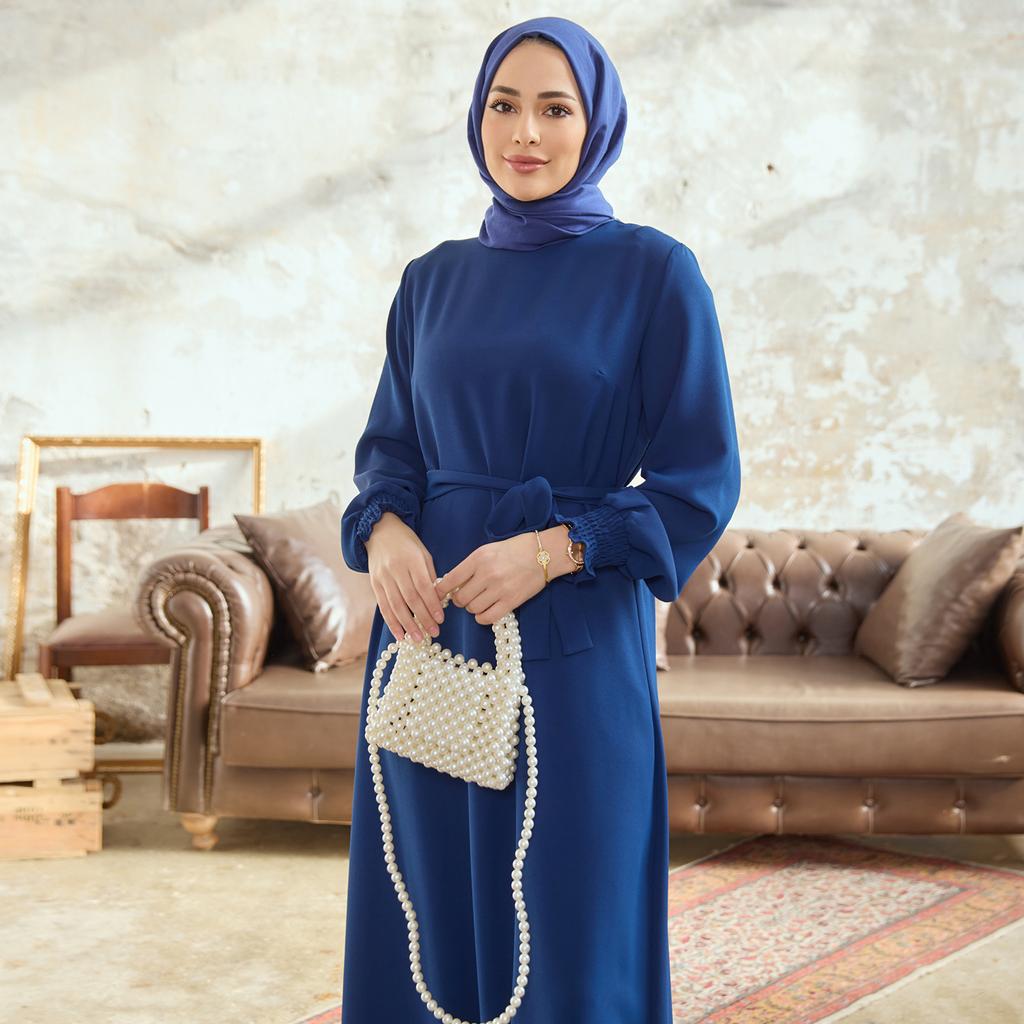 Женское платье из креповой ткани с длинным рукавом Vera с поясом