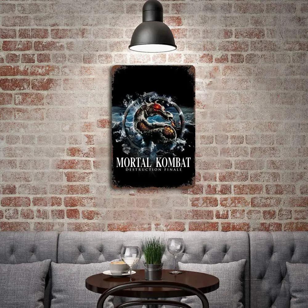 Mortal Kombat Знаковый HD Постер Постер Винтажная Жестяная Табличка Металлическая Табличка Декоративная Табличка для Паба Бара Мужской Пещеры Клуба Настенное Украшение