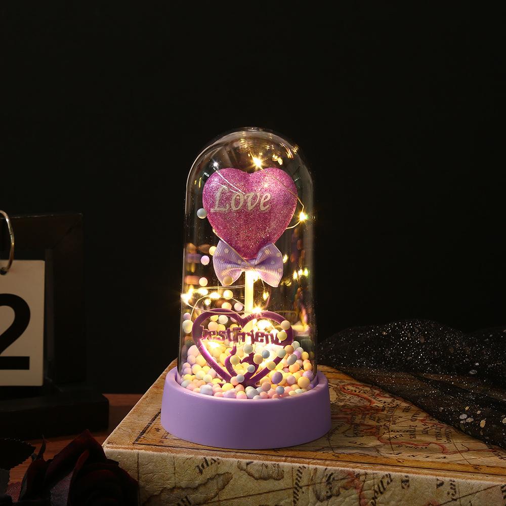 1 шт. новый подарок для влюбленных, светящийся настольный орнамент для пары с акриловой крышкой, креативное украшение вечный цветок