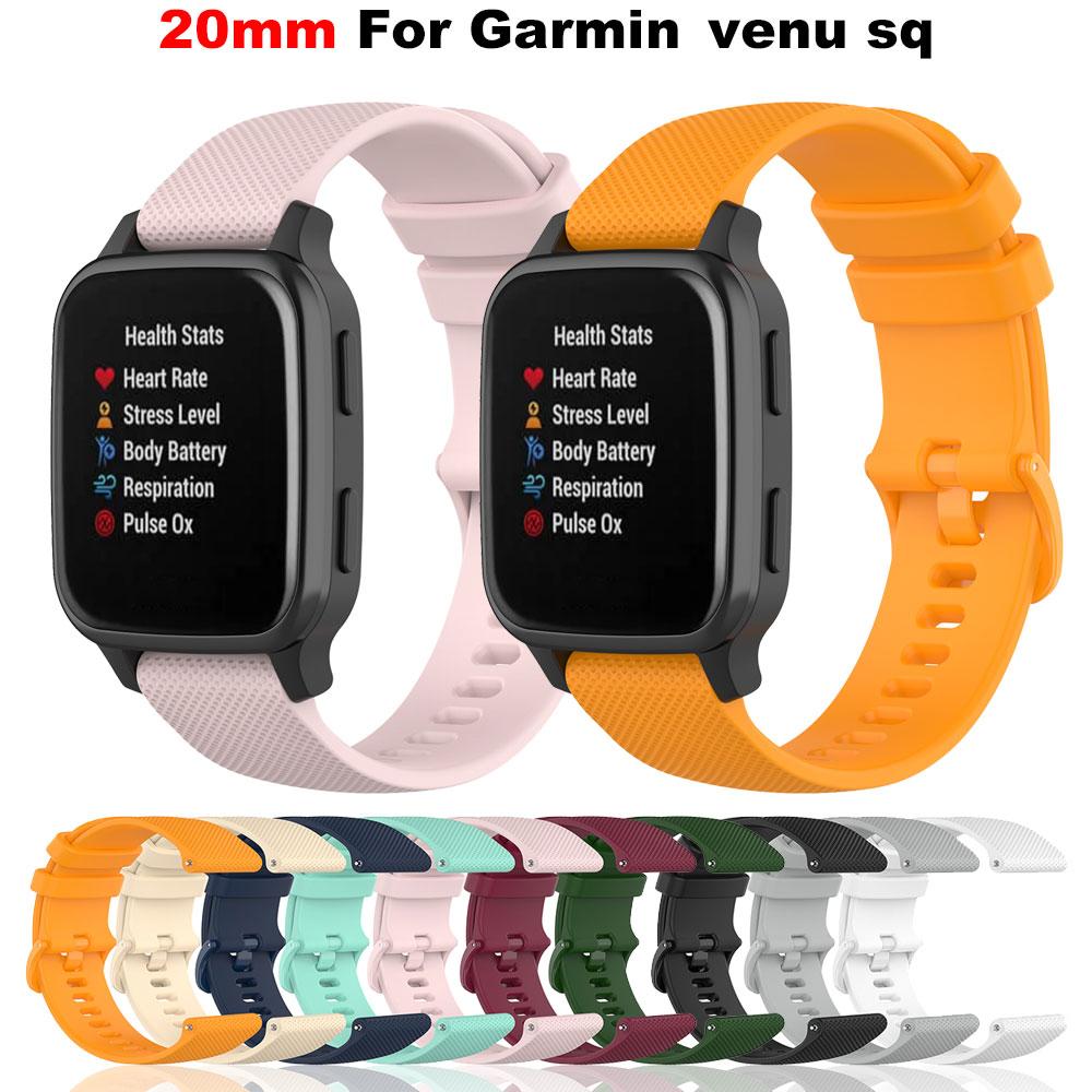 20mm Silicone Watchband For Garmin Venu SQ Smart Watch Bracelet Forerunner 245 645 Music 55 Wristband Strap Replacement Belt