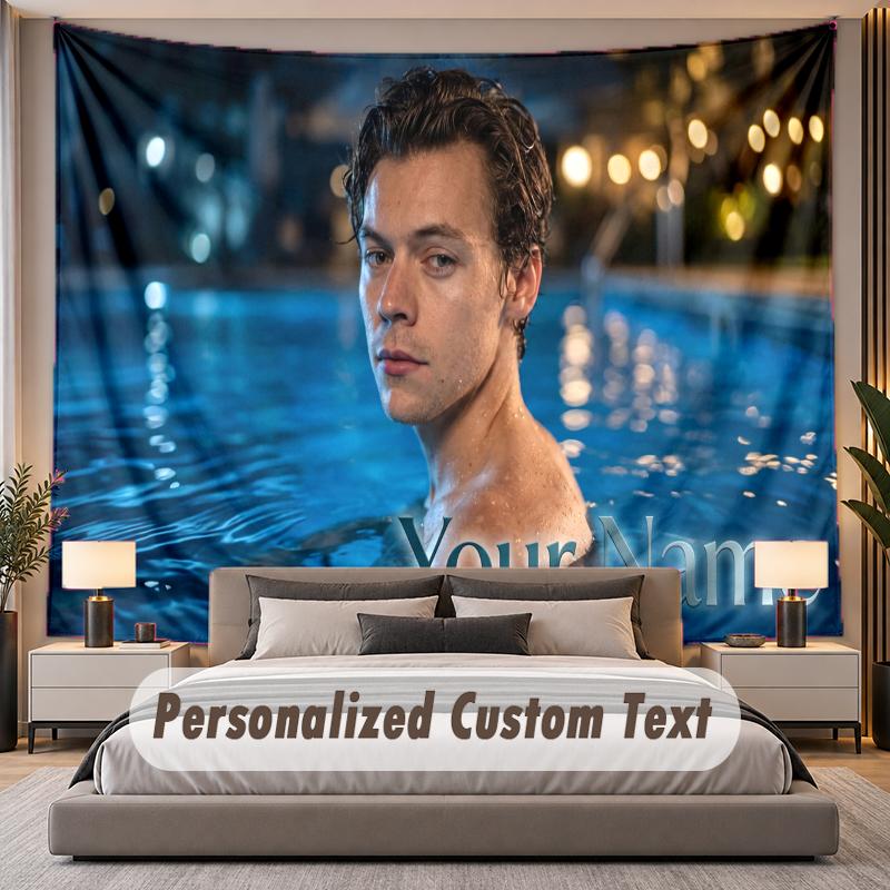 Custom Name Text Tapestry Harry Styles Personalized Polyester Wall Tapestry For Bedroom And Room