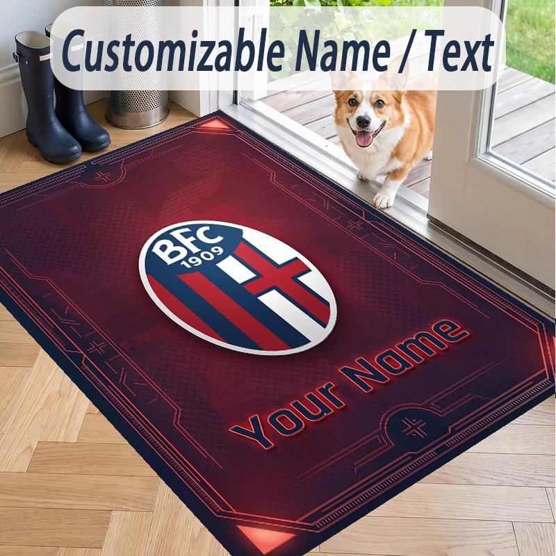 Custom Text Printed Rug Bologna FC Non Slip Floor Carpet For Home Room Decor