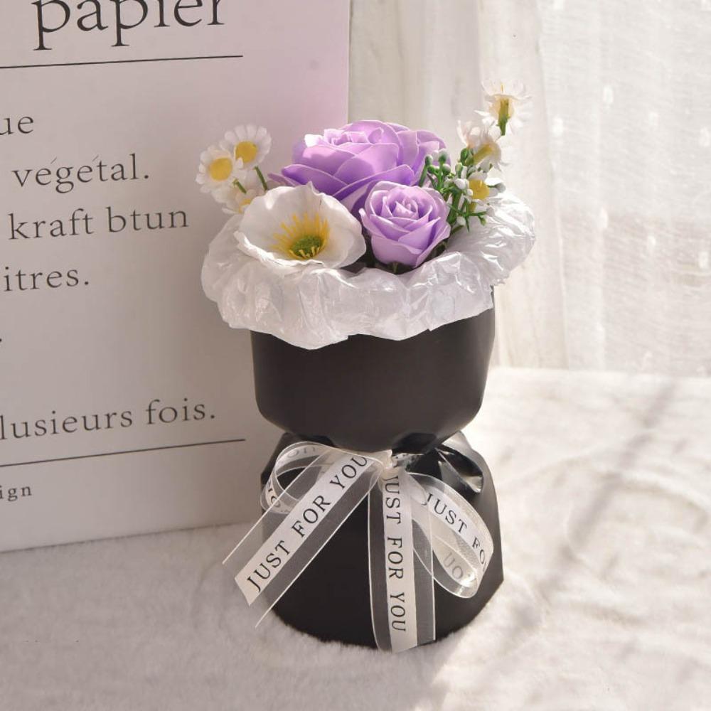 Carnation Rose Bouquet Artificial Hand Holding Soap Flower Decoration Fake Flower  Valentine Day