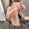 Autumn and winter solid color knitted women's imitation mink fleece cardigan sweater women's new thickened loose coat top